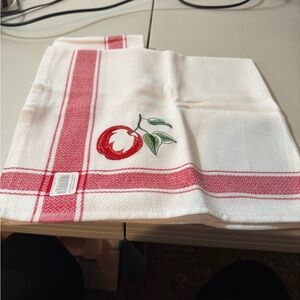 Charming Red and White Kitchen Towel with Apple Motif